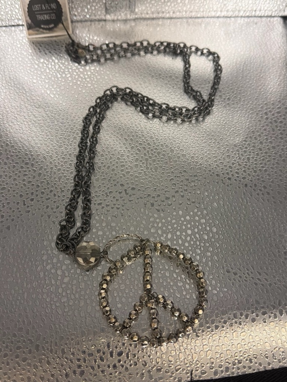 Antique Silver Peace Sign Pendant Necklace